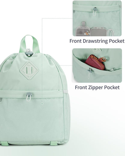 WANDF Drawstring Backpack for Women, Lightweight Gym Bag with Yoga Mat Strap, Water-Resistant String Backpack with Mesh Pocket (Grey, Patent Pending)