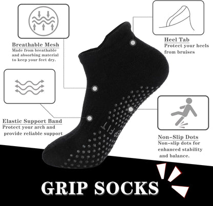 loudashuaiqi Grip Pilates Socks Non Slip Athletic Yoga Socks with Grips for Women Grippy socks for Hospital Workout Barre