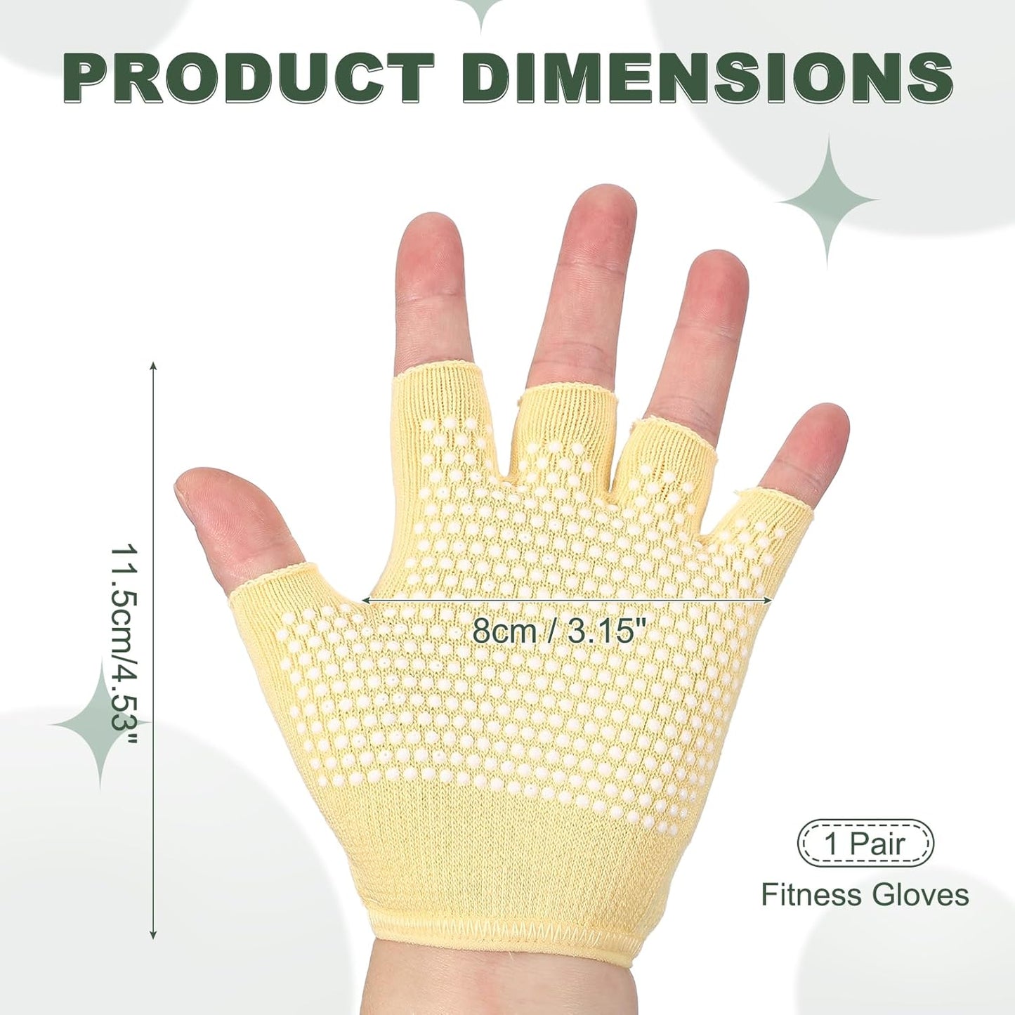 Yoga Gloves, Non Slip Fingerless Pilates Gloves Breathable Exercise Workout Mittens