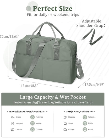 Gym Bag Womens Mens with Shoes Compartment and Wet Pocket Travel Duffel Bag for Women for Plane Sport Gym Tote Bags Swimming Yoga Waterproof Weekend Overnight Carry on Bag Hospital Holdalls - Colors C