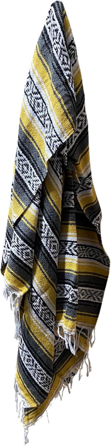 Del Mex Classic Mexican Blanket, Large Authentic Woven Falsa Throw (70"x50"), Artisan Southwest Décor for Beach, Yoga, Outdoors (Lavender)