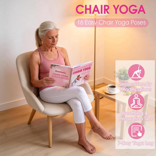 Karlaris Chair Yoga for Seniors Over 60,30-Day Chair Yoga Chart for Seniors & Office Workers,Guided Exercises Book with Black Marker,Home & Workplace Flexibility, Yoga Guide for Adults