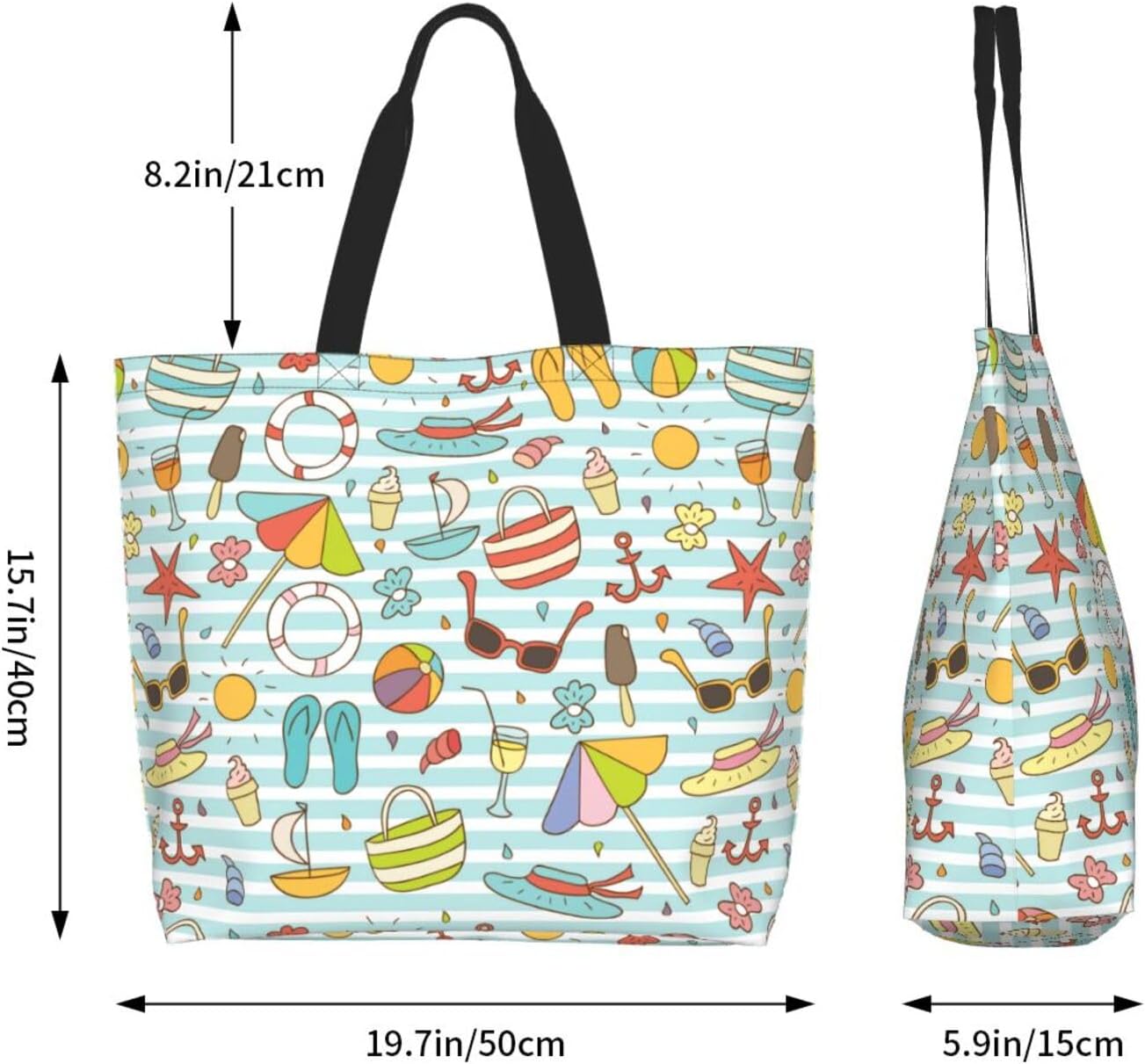 Tote Shoulder Bag Large Durable Reusable Eco-friendly Handbag Lightweight Stylish for Daily Use-19.7x15.7x5.9 Inch - Colors A