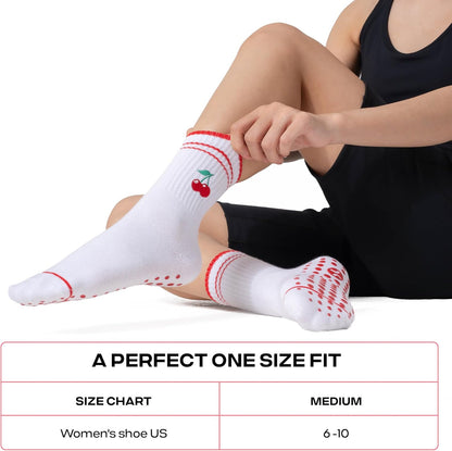 COOLMATE Pilates Socks with Grips for Women, Yoga Socks, Crew Non Slip Women for Barre, Pilates Gifts for Women - Colors A