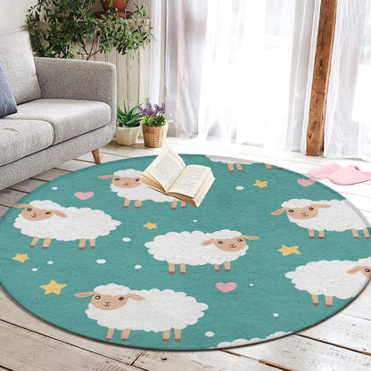 Large Home Decor Mat, Soft Round Yoga Carpet, Non Slip Machine Washable Home Office Circle Rug Gothic Witchy Sun Moon Mushroom Moth