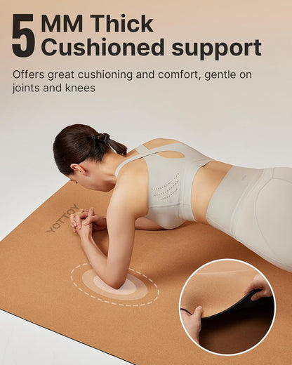 YOTTOY Yoga Mat,Non-Slip Hot Yoga Mat with Anti-Tear Design and Friendly Natural Rubber Mat with Strap and Bag