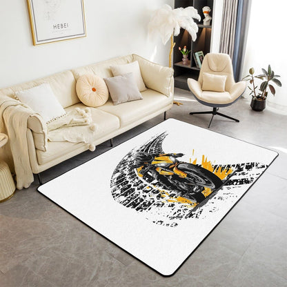 Feelyou Dirt Bike Area Rug 3x5 Kids Extreme Sports Green Honeycomb Living Room Rugs for Bedroom Boys Girls Teens Racing Motocross Rider Decorative Carpet Rug Non-Slip Motorcycle Indoor Floor Mat