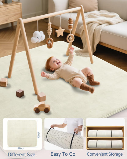 Large Thick Baby Play Mat for Floor,Padded Foam 59x79 Playpen Mat,Soft Support&Plush Feel Nursery Kids Rug,Non Slip for Toddler,Infants,Kids Playroom,Yoga,Baby Crawling,Tummy Time (Light Grey)