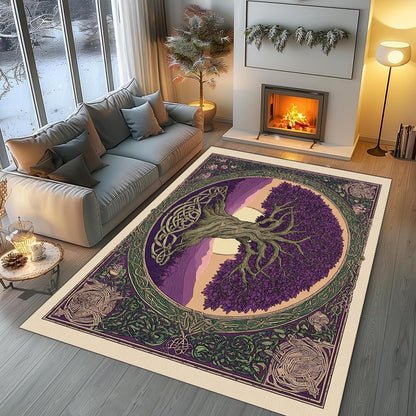 Tree of Life Area Rug – Bohemian Mandala Carpet for Living Room, Bedroom, Meditation Space, Yoga, Spiritual Home Décor – Large Soft Floor Mat for Indoor Decoration (TOL08)