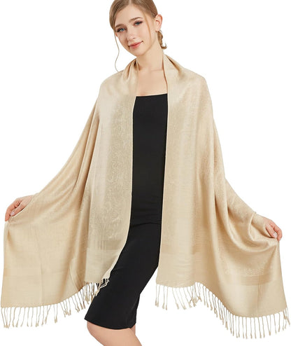 vimate Silky Paisley Pashmina Shawl Scarf-Women's Soft Double-side Jacquard Pashminas Wrap for Evening Dress Travel Shawl