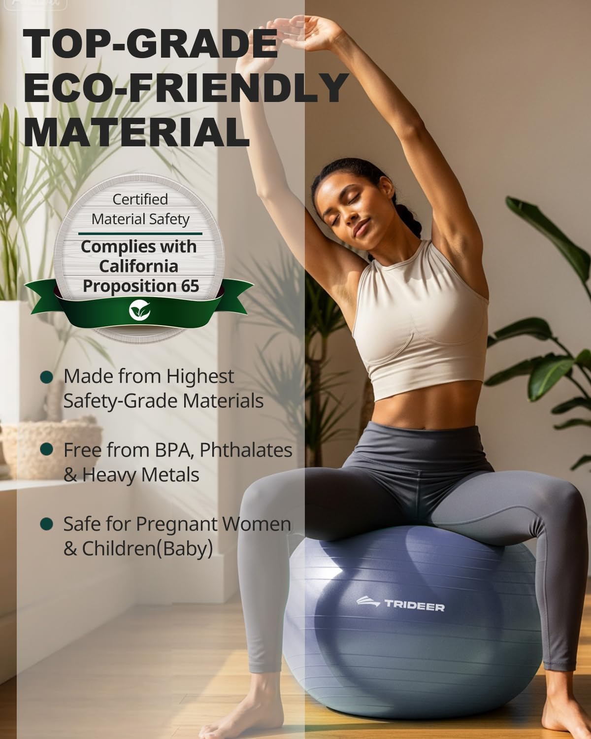 Trideer Exercise Ball Yoga Ball,Office Seating & Balance Ball Chair, Stability Ball for Pilates, Physical Therapy,Core Training & Balance Improvement & Stretching