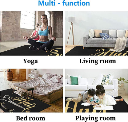 Barber Shop Welcome Salon Area Rug Custom Personalized Carpet for Living Room Yoga Bedroom Playing Room Camping 5.2'x7.5'