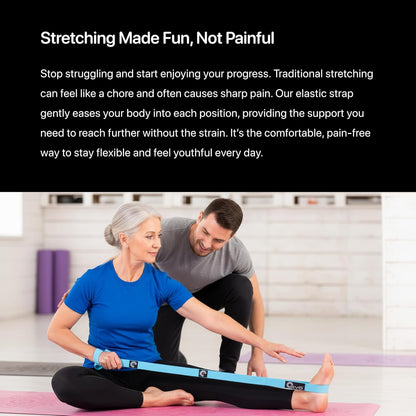 YOGA-EVO Elastic Stretching Strap with Loops for Physical Therapy - Stretch & Activate Muscles - Increase Mobility & Recovery - Soft Cotton & Spandex - Includes Carrying Pouch & Video Exercises
