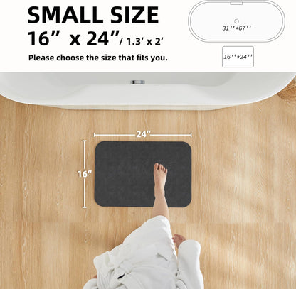 TYUU Bath Mat, Bathroom Rugs Non Slip Washable Thin Absorbent Quick Dry Bath Mat Fits Under Door Bathroom Floor Mat Perfect for Bath, Shower, or Sink 24"x36" Dark Grey