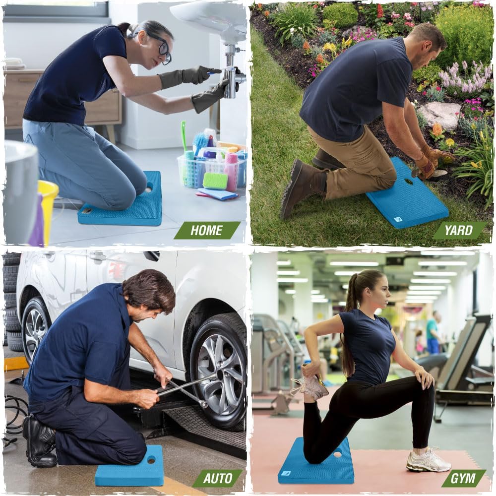 RUGGED RHINO Heavy Duty Patent Pending Kneeling Pad, Shock Absorbent Thick Knee Pads, Holds Up to 300 lbs, Protect Knees from Hard Concrete Surfaces, For Mechanics, Yard Gardening, Gym, Slate Gray