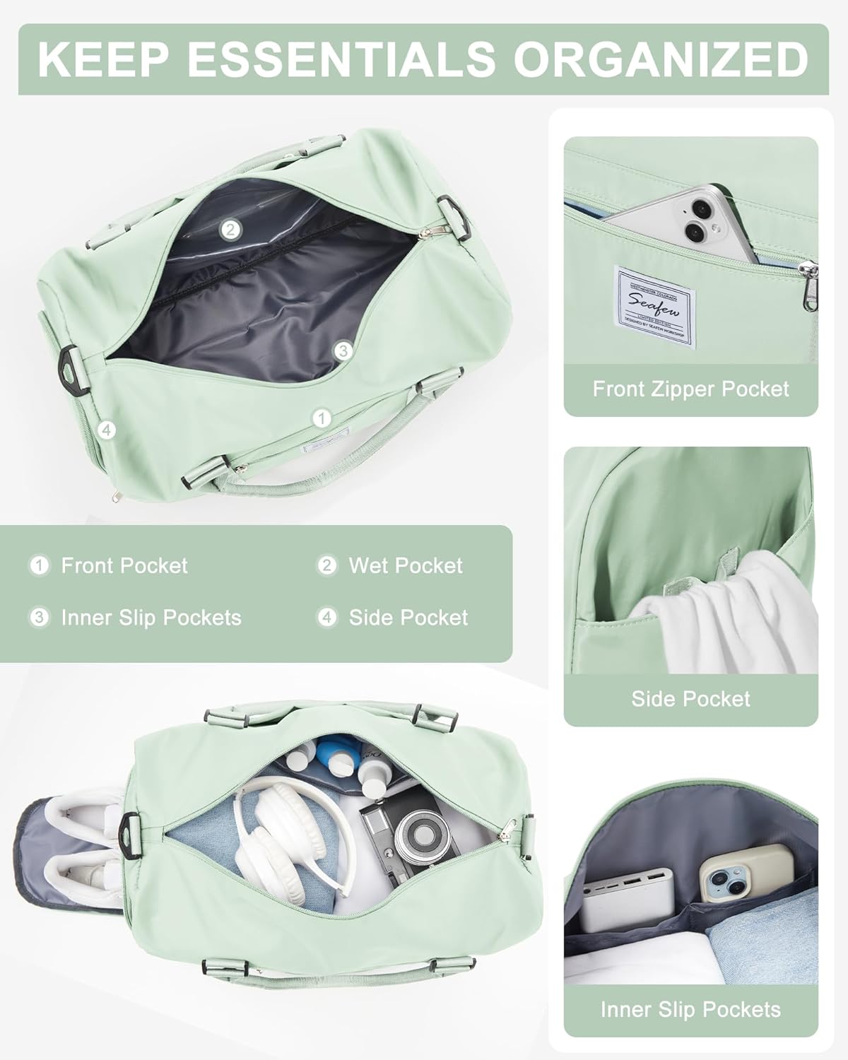 Gym Bag Womens Mens with Shoes Compartment and Wet Pocket Travel Duffel Bag for Women for Plane Sport Gym Tote Bags Swimming Yoga Waterproof Weekend Overnight Carry on Bag Hospital Holdalls - Colors A