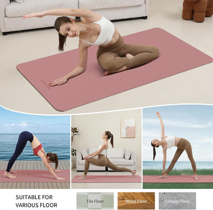 Extra Wide & Thick 8mm Yoga Mat, 72"x31.5" Large Non Slip Exercise Mat, Premium POE Material for Superior Cushioning & Stability, with Strap for Home Gym, Pilates
