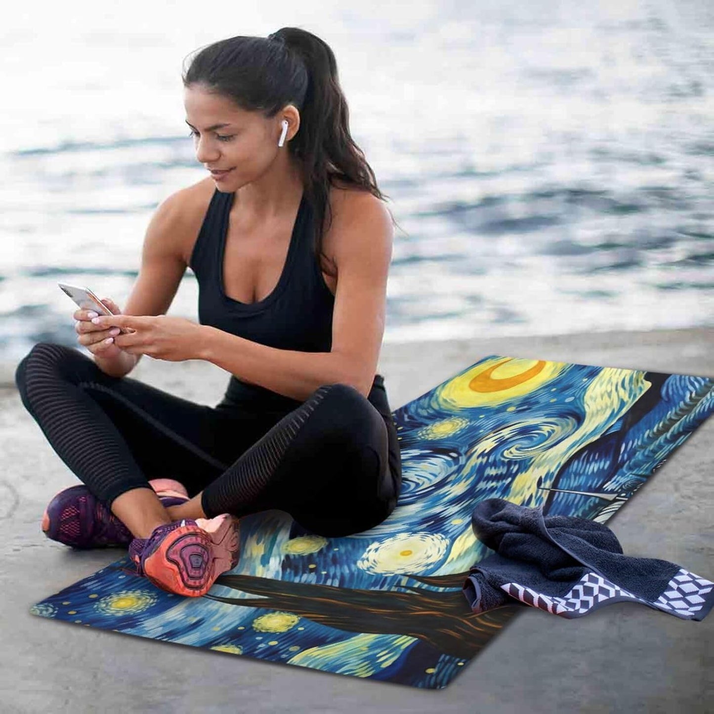 Starry Night Van Gogh Yoga Mat Non Slip Thick Pilates Fitness Mats Portable Exercise Mats for Home Workout Gym 71 * 26 inches