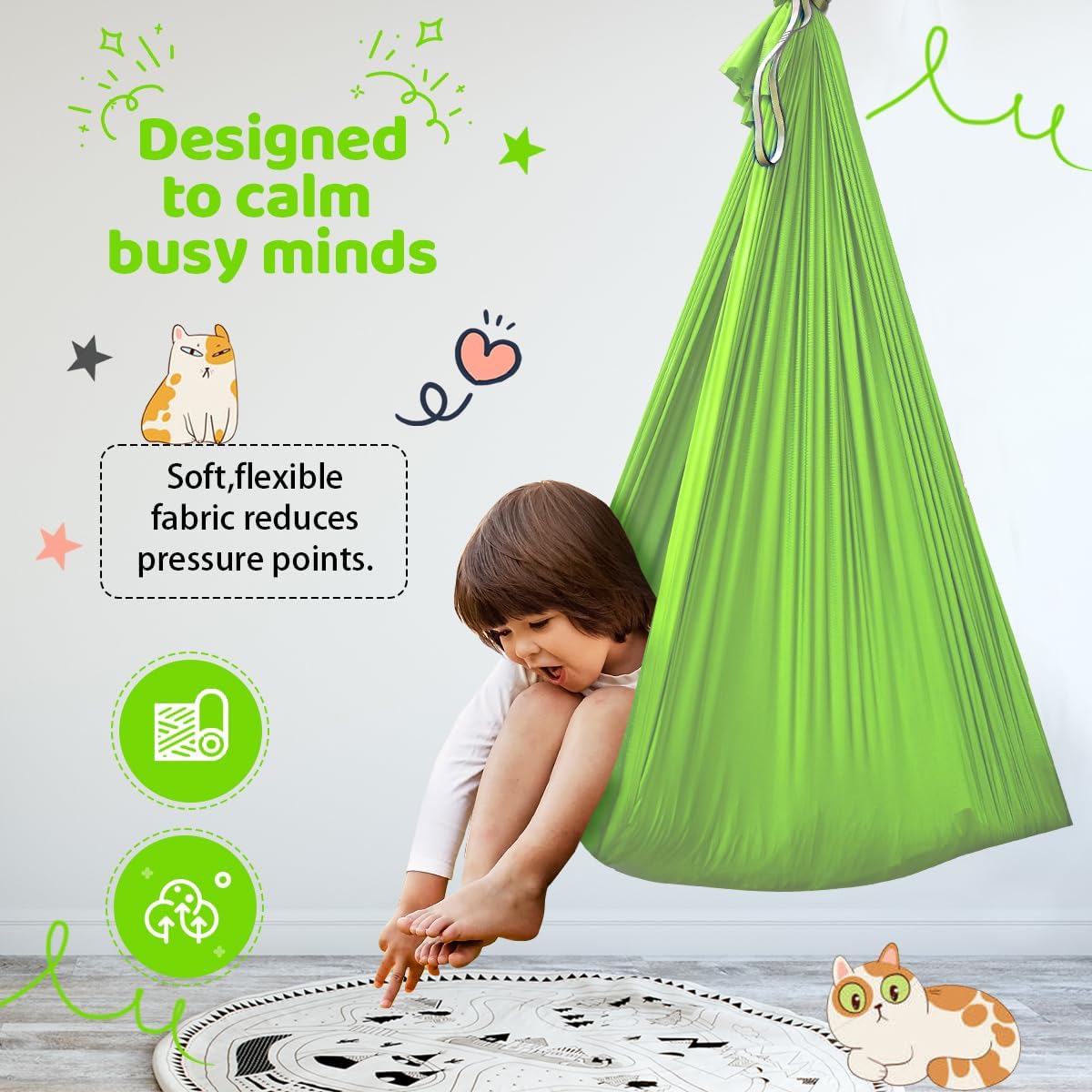 Aokitec Therapy Swing for Kids with Special Needs (Hardware Included) Snuggle Swing Cuddle Hammock Indoor Adjustable Aerial Yoga for Children with Autism, ADHD, Asperger, Sensory Integration
