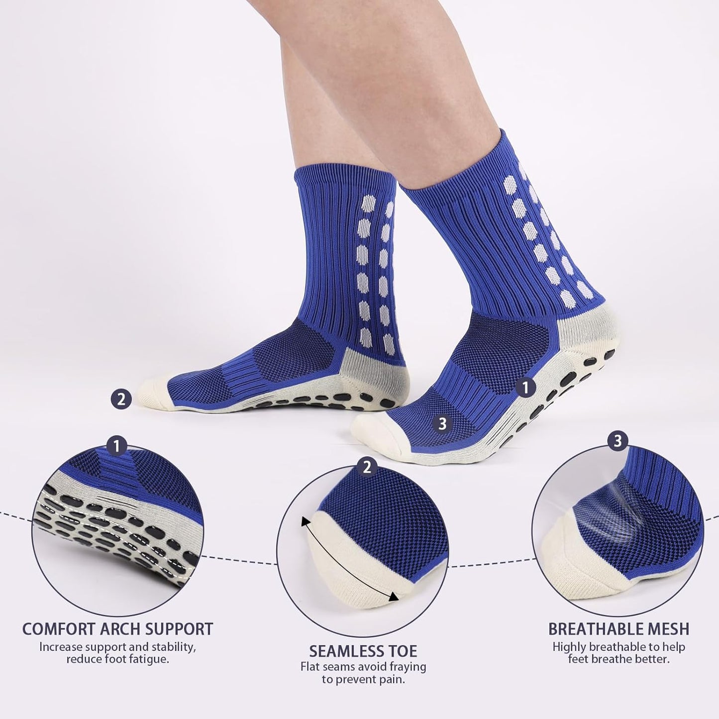 Barrlves 6 Pairs Grip Soccer Socks Colorful Non Slip Sports Football Basketball Hospital Yoga Socks for Men Women