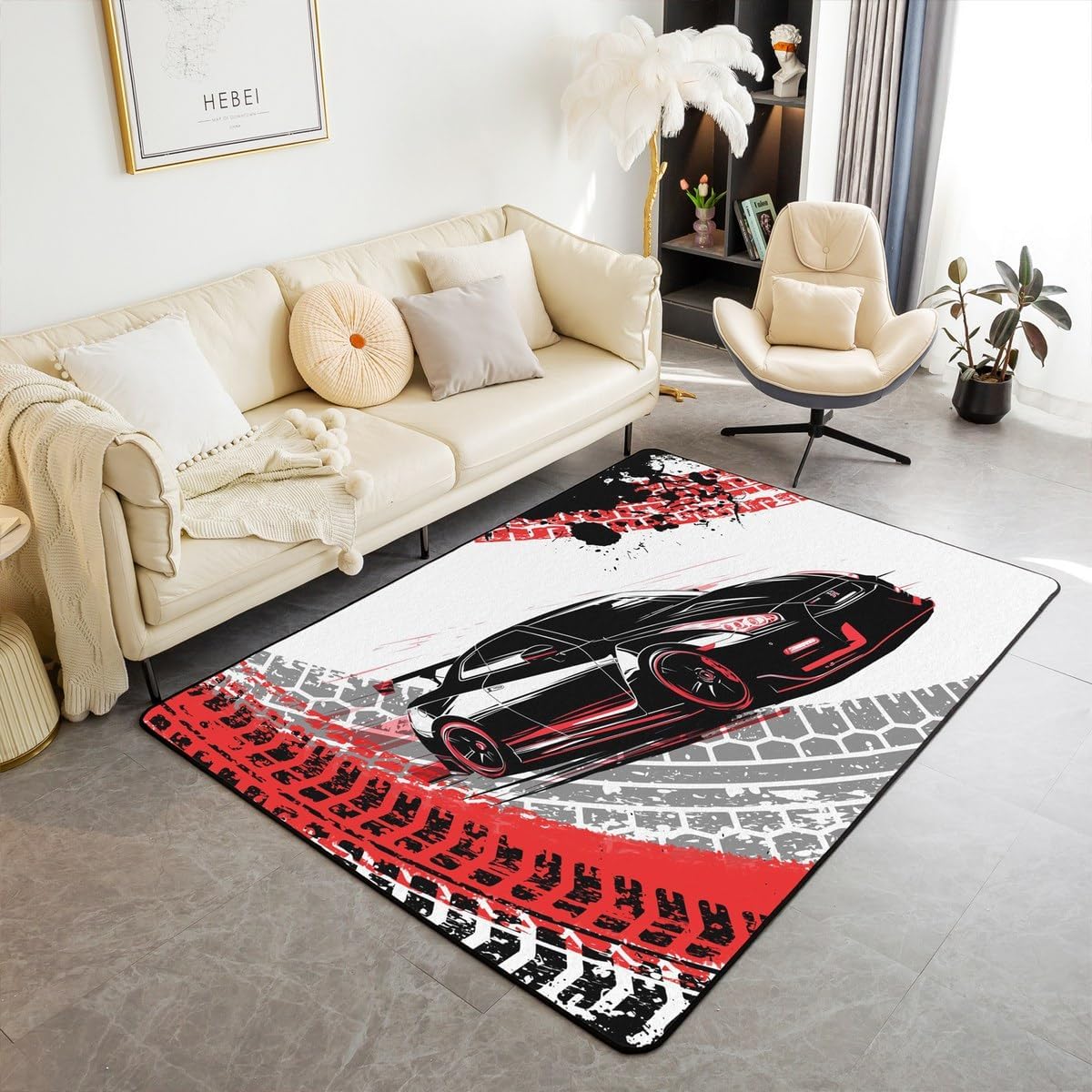 Feelyou Dirt Bike Area Rug 3x5 Kids Extreme Sports Green Honeycomb Living Room Rugs for Bedroom Boys Girls Teens Racing Motocross Rider Decorative Carpet Rug Non-Slip Motorcycle Indoor Floor Mat