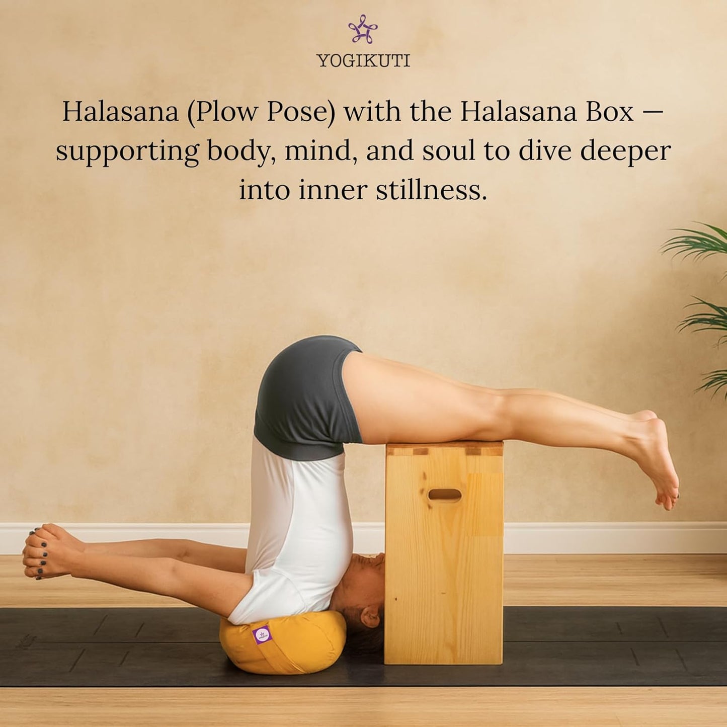 Yogikuti Iyengar Halasana Box - Eco-Friendly Wooden Halasana Bench for Supportive Yoga Practice, Perfect for Inversions and Enhanced Flexibility
