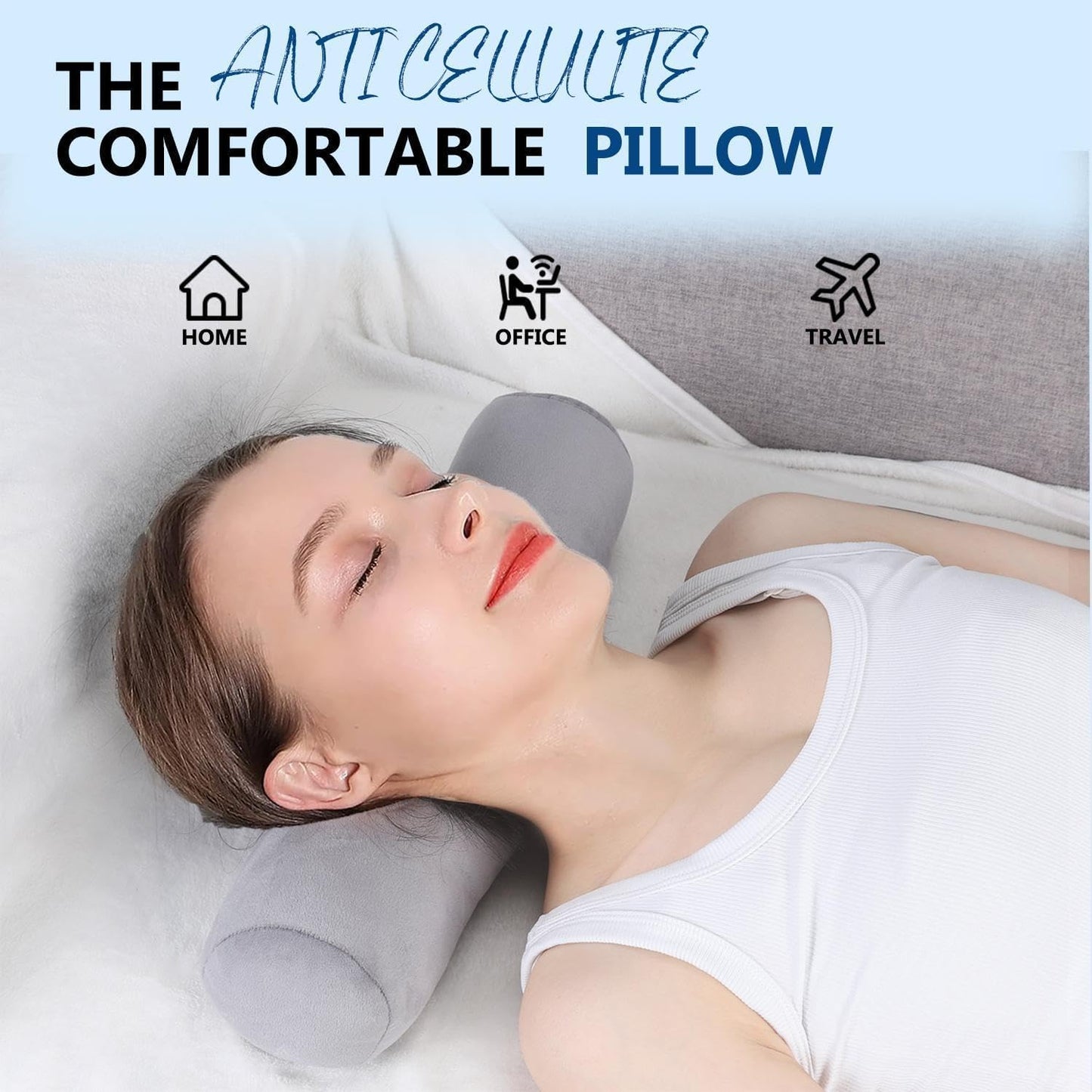 Health Cervical Neck Roll, Comfortable and Highly Resilient Bolster Pillows, Round Neck Pillows Support for Sleeping | Large Size Bolster Pillow for Bed, Legs, Back and Yoga (Purple 81)