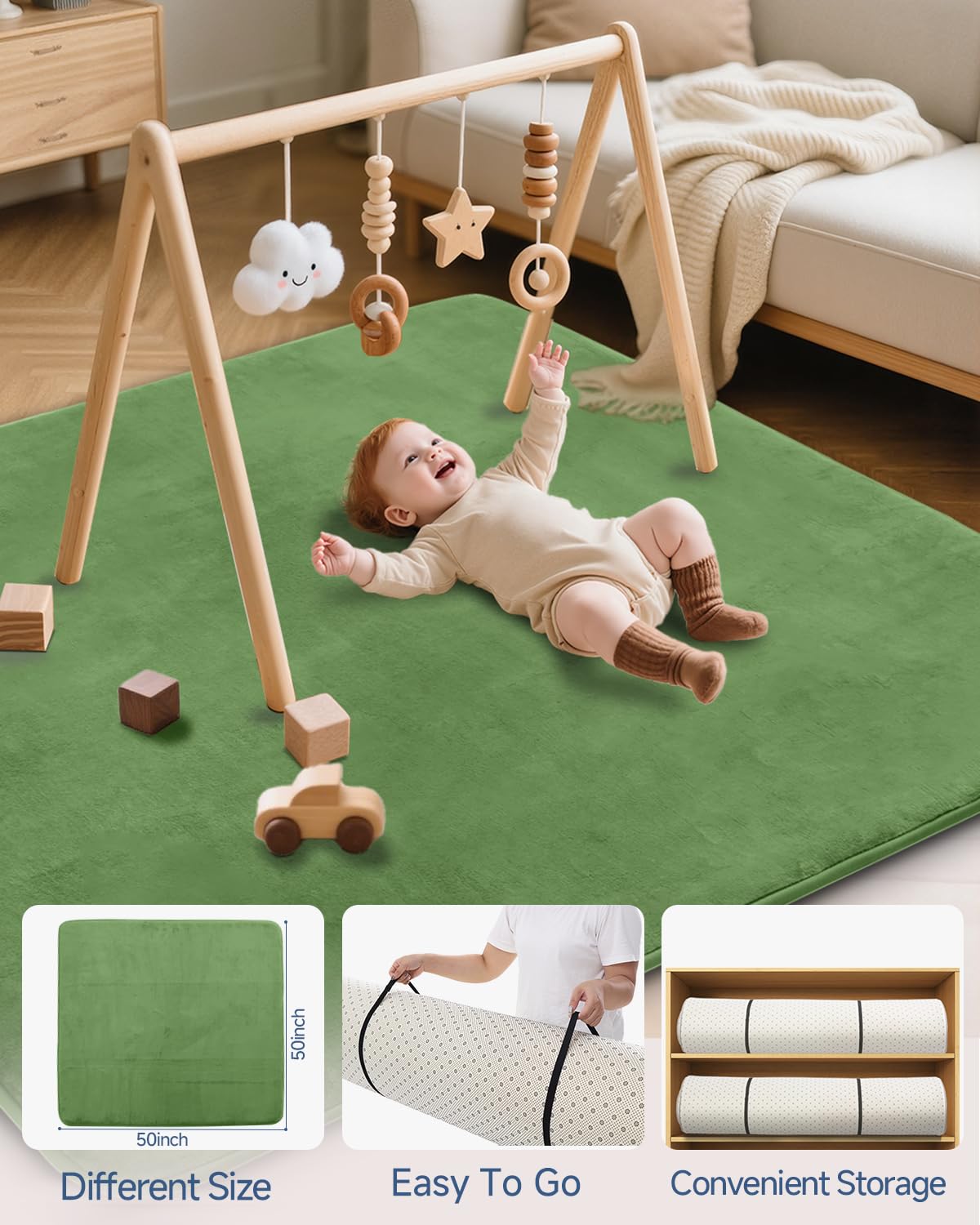 Large Thick Baby Play Mat for Floor,Padded Foam 59x79 Playpen Mat,Soft Support&Plush Feel Nursery Kids Rug,Non Slip for Toddler,Infants,Kids Playroom,Yoga,Baby Crawling,Tummy Time (Light Grey)