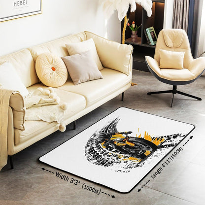 Feelyou Dirt Bike Area Rug 3x5 Kids Extreme Sports Green Honeycomb Living Room Rugs for Bedroom Boys Girls Teens Racing Motocross Rider Decorative Carpet Rug Non-Slip Motorcycle Indoor Floor Mat