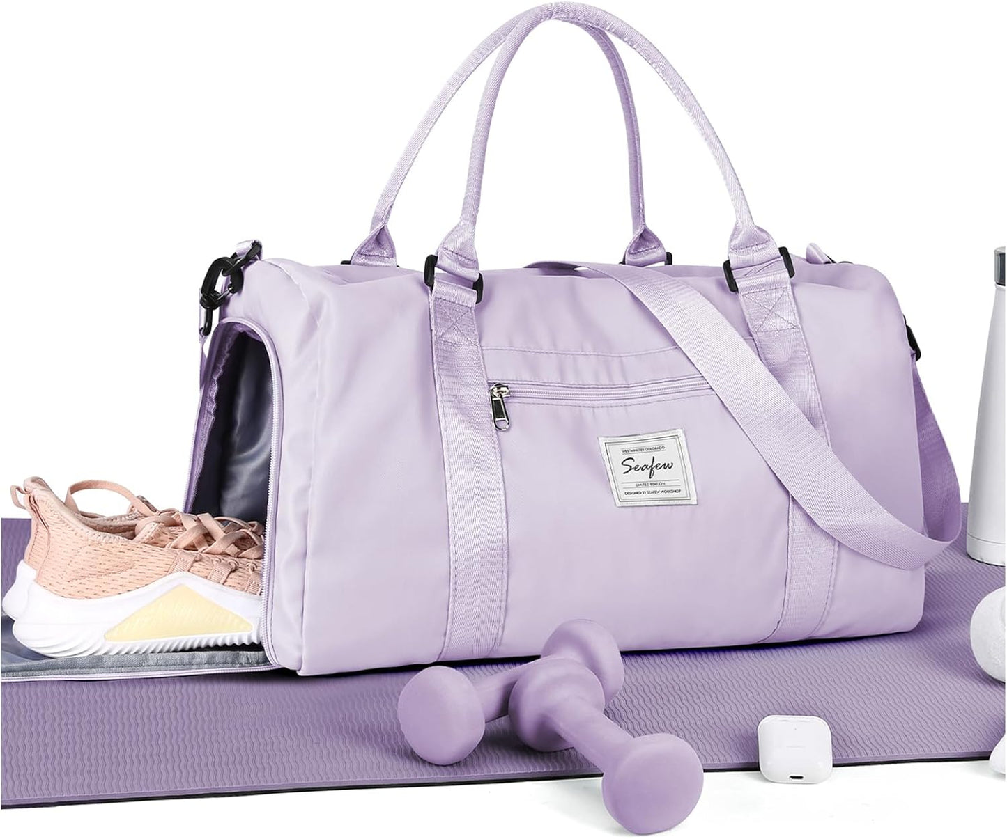 Gym Bag Womens Mens with Shoes Compartment and Wet Pocket Travel Duffel Bag for Women for Plane Sport Gym Tote Bags Swimming Yoga Waterproof Weekend Overnight Carry on Bag Hospital Holdalls - Colors C