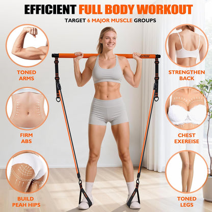 KUTIZE Pilates Bar Kit with Resistance Bands, Pilates Equipment, Multifunctional Pilates Bar for Women & Men, Pilates kit for Hip, Back, Arm, Full-Body Workouts, Home Gym Strength Training Equipment