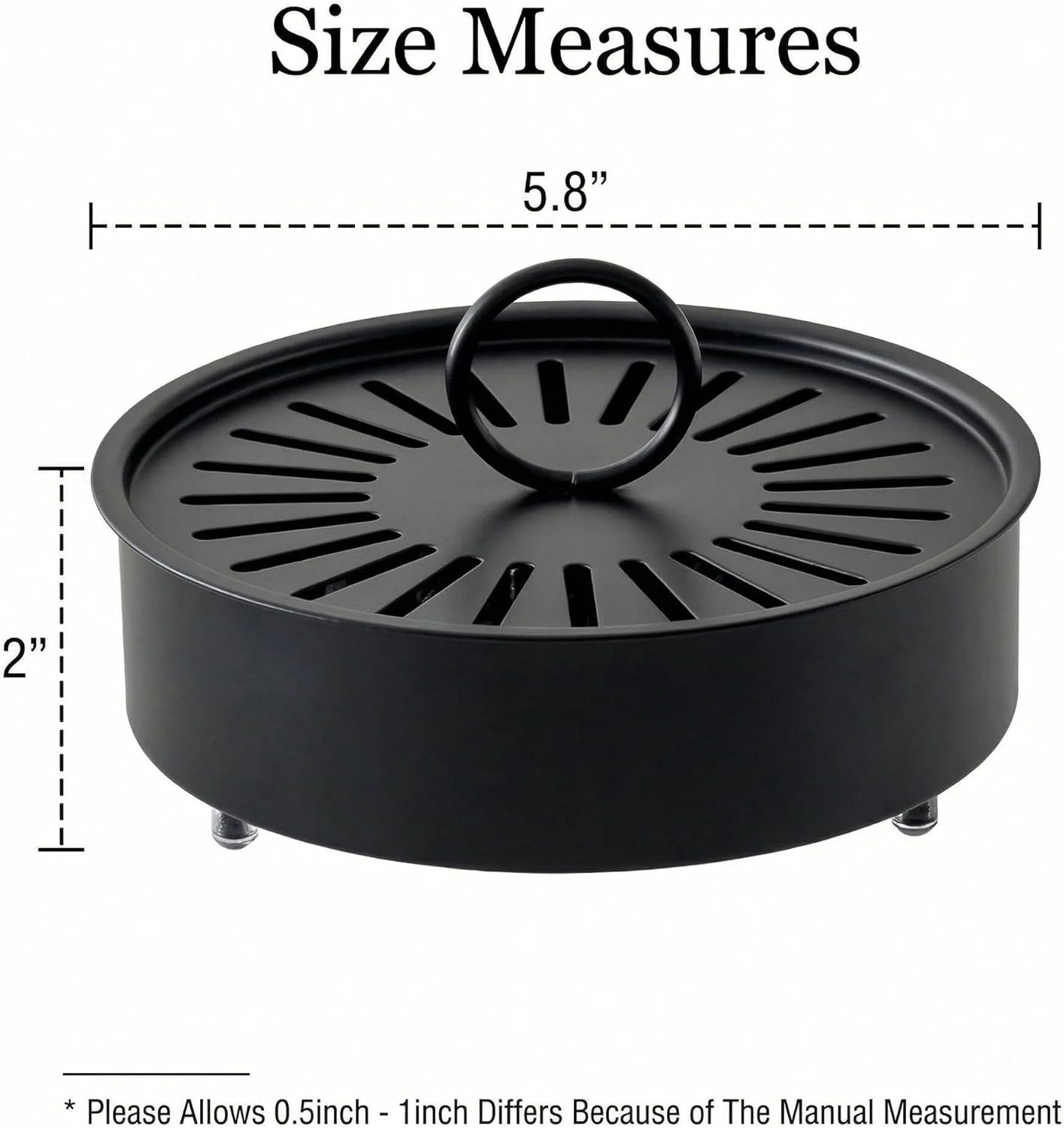 3 Pcs Large Carbon Steel Mosquito Coil Holder with Heat-Resistant Handle, Charcoal Black Iron Incense Burner for Indoor & Outdoor, Patio, Garden, Camping
