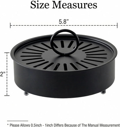 3 Pcs Large Carbon Steel Mosquito Coil Holder with Heat-Resistant Handle, Charcoal Black Iron Incense Burner for Indoor & Outdoor, Patio, Garden, Camping