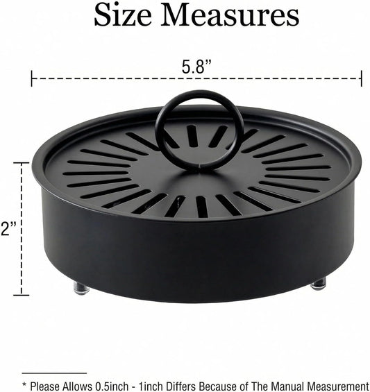 3 Pcs Large Carbon Steel Mosquito Coil Holder with Heat-Resistant Handle, Charcoal Black Iron Incense Burner for Indoor & Outdoor, Patio, Garden, Camping