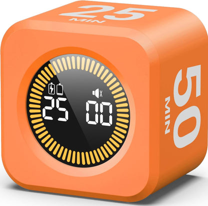 KADAMS Pomodoro Cube Timer Productivity Visual Timer - 5/10/25/50 Min Rotating Countdown (1, Green)