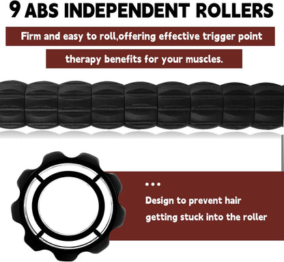 Massage Roller Stick,Muscle Roller Stick for Athletes, Liposuction Massage Roller for Lymphatic Drainage, for Relief Muscle Soreness, Trigger Points, Help Runner Legs, Back Recovery (Red & Black)