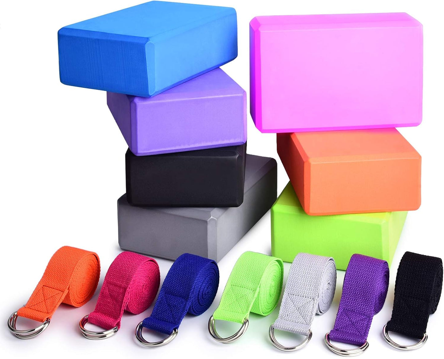 Yoga Blocks Yoga Strap Set EVA Yoga Blocks with Strap for Yoga Pilates Meditation