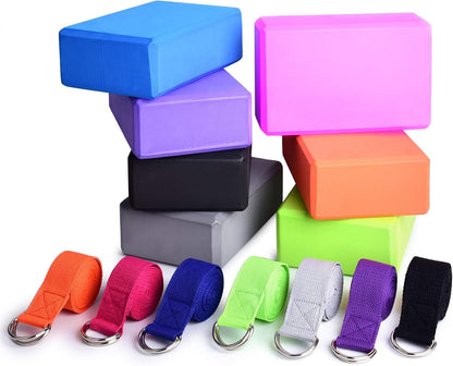 Yoga Blocks Yoga Strap Set EVA Yoga Blocks with Strap for Yoga Pilates Meditation