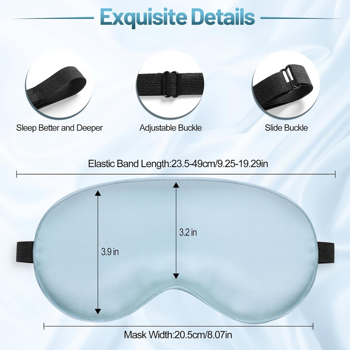 Sleep Mask, Silk Eye Mask for Sleeping with Adjustable Strap, Satin Blackout Sleeping Eye Mask for Men&Women, Comfortable Blindfold Eyeshade for Night Sleep(Black)