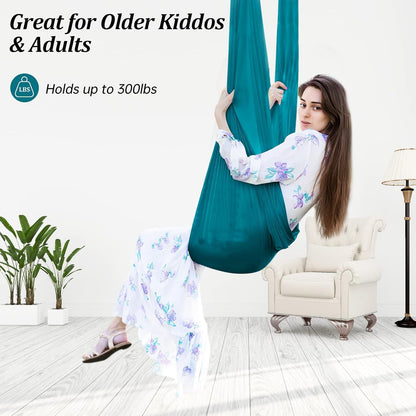 Aokitec Therapy Swing for Kids with Special Needs (Hardware Included) Snuggle Swing Cuddle Hammock Indoor Adjustable Aerial Yoga for Children with Autism, ADHD, Asperger, Sensory Integration
