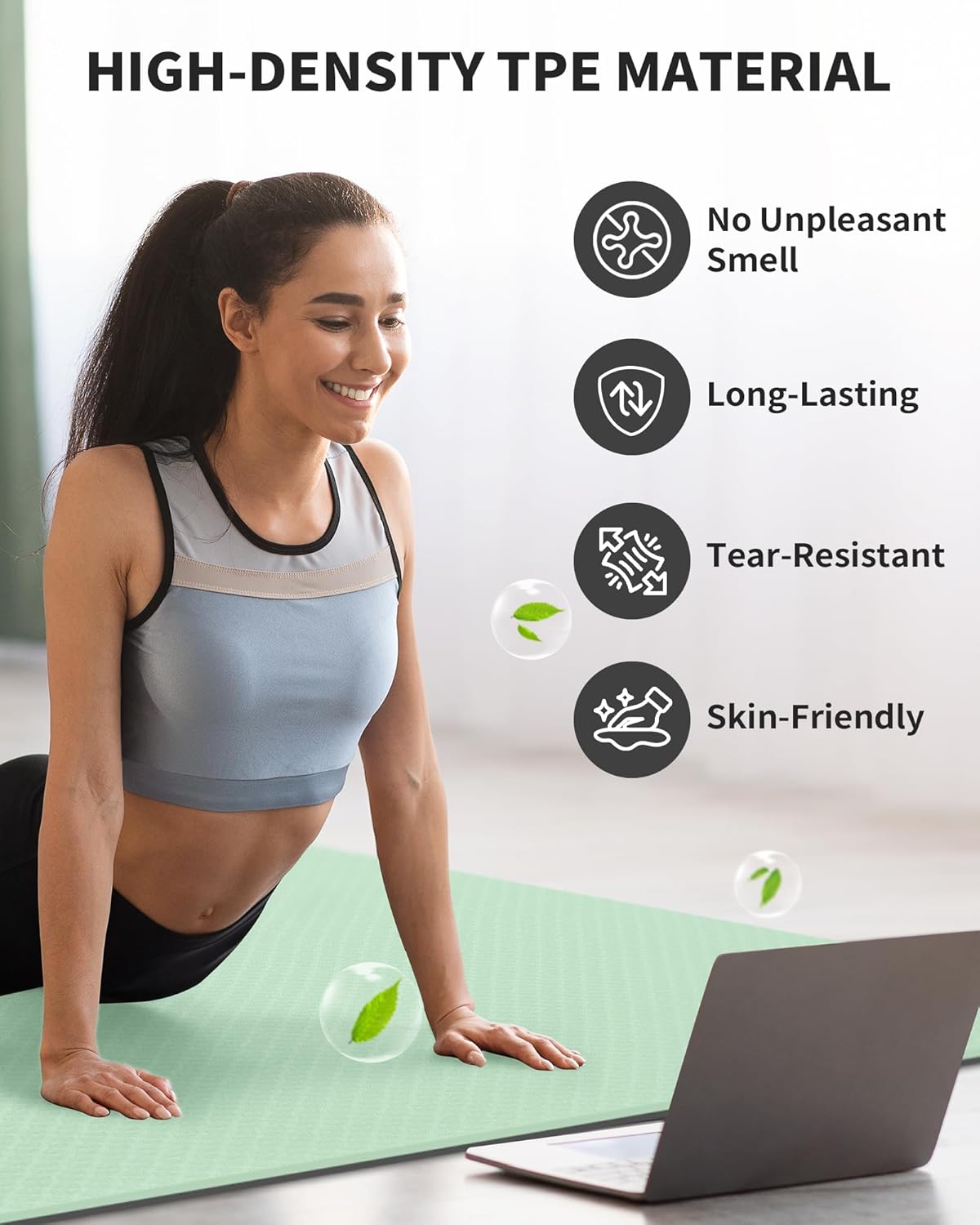 CAMBIVO Yoga Mat 72" x 48" Large Workout Mat for Home Gym Flooring | 6mm-12mm (0.24"-0.48") Extra Thick Exercise Mat for Apartment Fitness | High-Density TPE Cushioning for Joint Protection