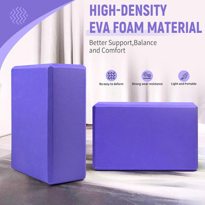 Yoga Blocks 2 Pack, 9"x6"x3" High-Density EVA Foam Yoga Block, Non-Slip Yoga Blocks for Yoga, Pilates Meditation, Stretching and Toning, Supportive, Latex-Free