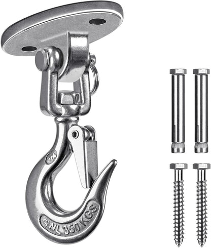 BeneLabel Swing Hanger with Bearing Swivel 800LB Capacity Stainless Steel Ceiling Mount Bracket Hanging Kit for Aerial Silks, Swings, Hammocks, Hanging Chair, Aerial Hoop, Heavy Bag, Yoga Swing
