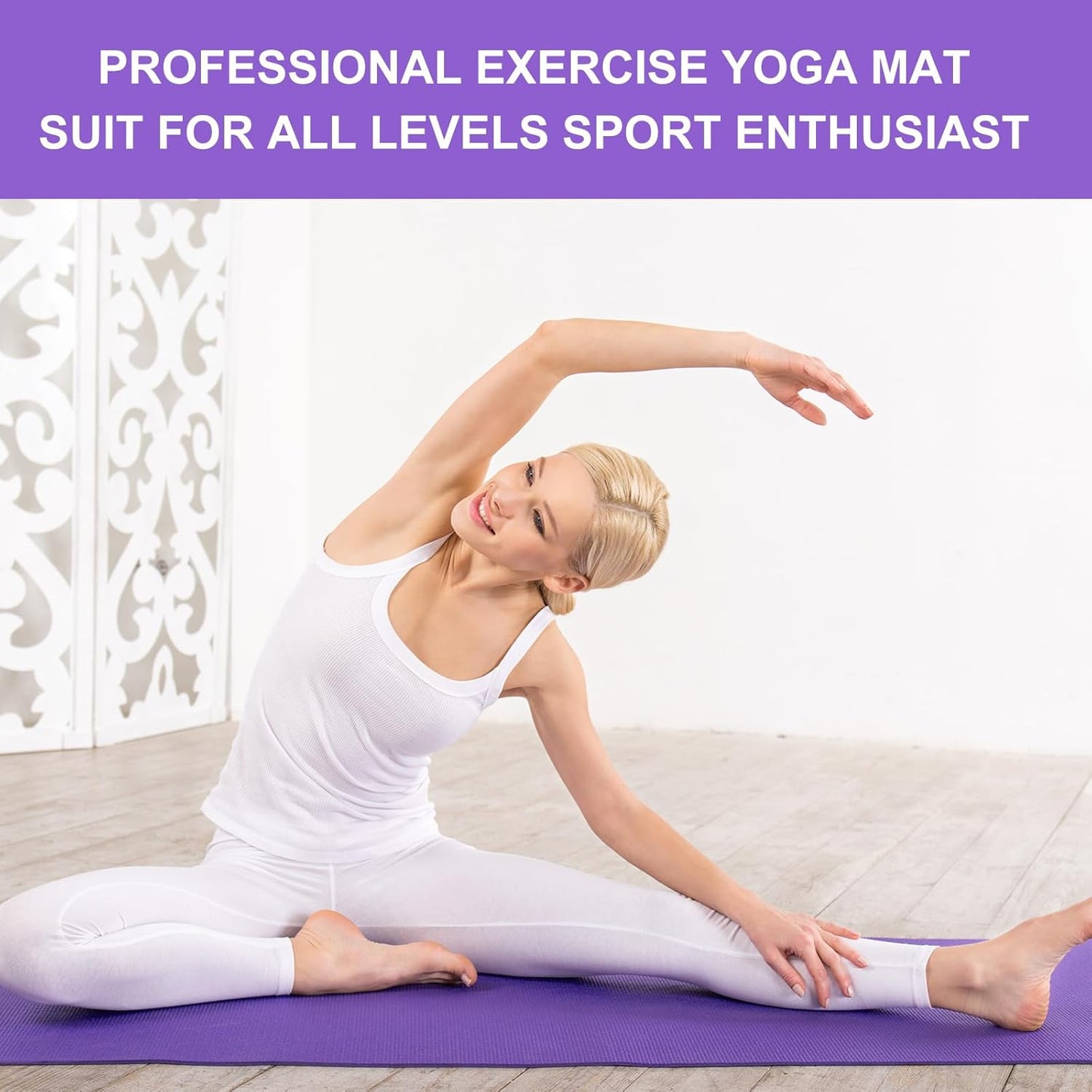 3 mm Thick Yoga Mat Bulk, Non Slip Exercise Workout Fitness Pad for Women Men, Gym Home Yoga Pilates, Easy to Clean, Sturdy PVC