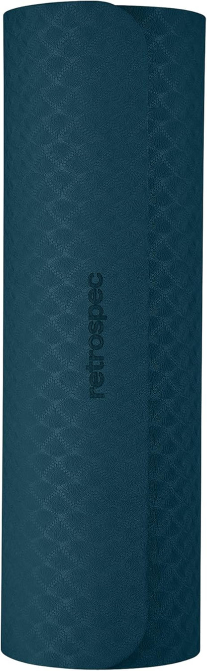 Retrospec Zuma Yoga Mat | 1/2 Inch Thick Non Slip Workout Mat | TPE Exercise Mat for Yoga, Pilates & Stretching | 72x24in