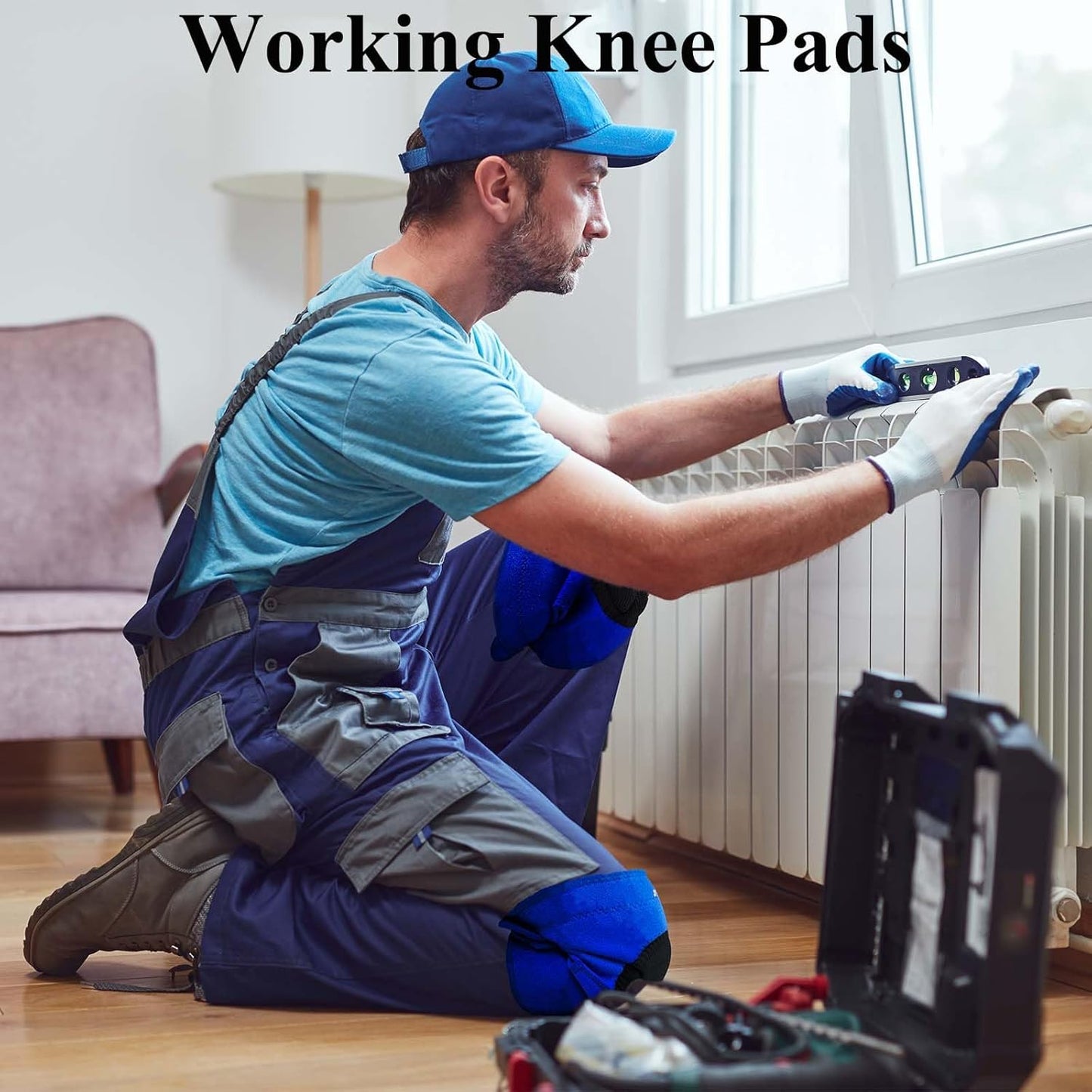 Men/Women Knee Pads For Cleaning, Work, Mechanic, Floors,With Soft Foam Kneepads Perfect For Kneeling for Gardening and Housework,Painter,Housekeeping,Weeding/Planting,Photographe.Black L (1 Pair)
