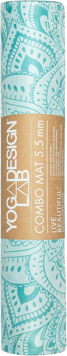 YOGA DESIGN LAB | The Combo Yoga Mat | 2-in-1 Mat+Towel | Eco Luxury | Ideal for Hot Yoga, Power, Bikram, Ashtanga, Sweat | Studio Quality | Includes Carrying Strap!