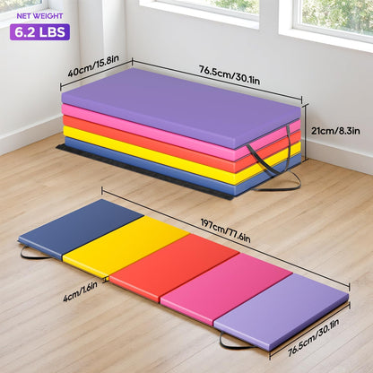 Gymnastics Mats Foldable Tumbling Mats Portable Gymnastics Exercise Mat Thick Gymnastics Tumbling Mats Pad Home Exercise Panel Mat With Carrying Handles