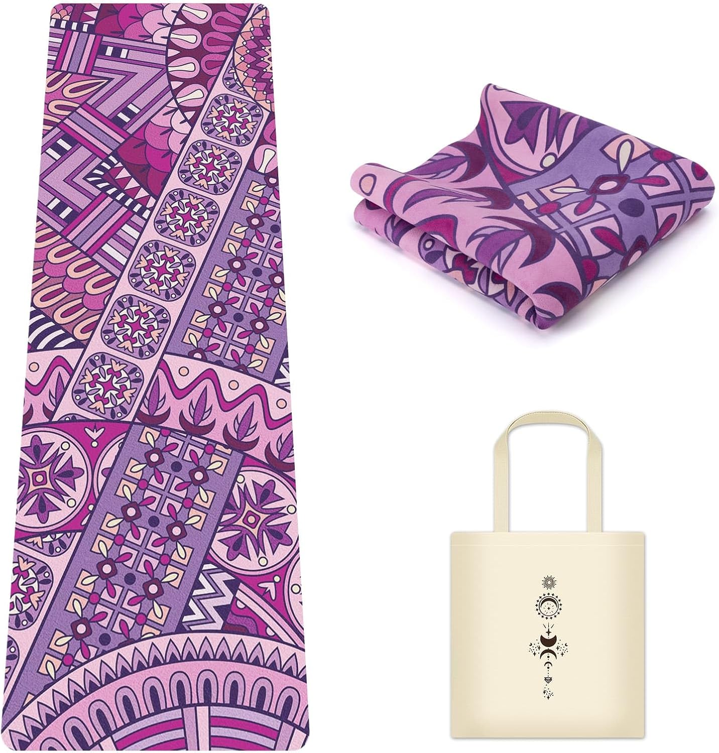 Travel Non Slip Foldable Suede Yoga Mat 1.5mm with Bag, Sweat Absorbent Exercise Mat for Hot Yoga Pilates Home Gym Outdoor Workout,Lightweigh 72"L x 24"W, 3 lbs