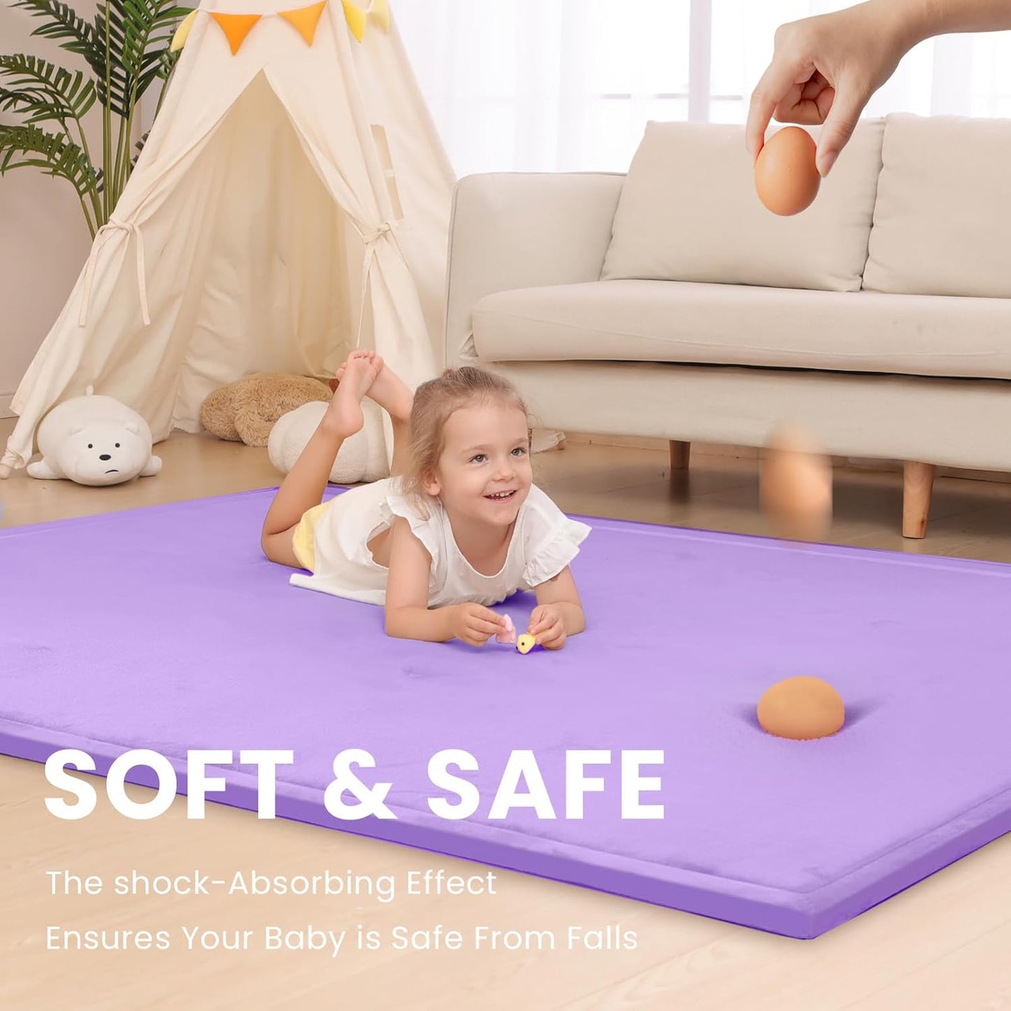 Baby Play Mat for Floor,1.3" Thick Memory Foam Tummy Time Mat,Soft Coral Velvet Nursery Rug,Large Non Slip for Crawling,Toddlers,Infants,Kids,Yoga & Tatami Style for Living Room(Dark Gray)